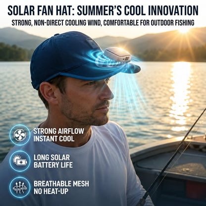 Cappello solare traspirante con ventilatore, cappellino da baseball a energia solare con ventilatore ricaricabile tramite USB per attività all'aperto, cappellino rinfrescante con protezione UV TechPlus